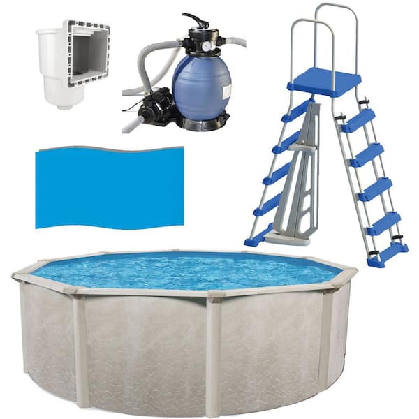 AQUARIAN 18 ft. x 52 in. Round Above Ground Pool with Sand Filter ...