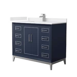 Marlena 42 in. W x 22 in. D x 35.25 in. H Single Bath Vanity in Dark Blue with White Cultured Marble Top