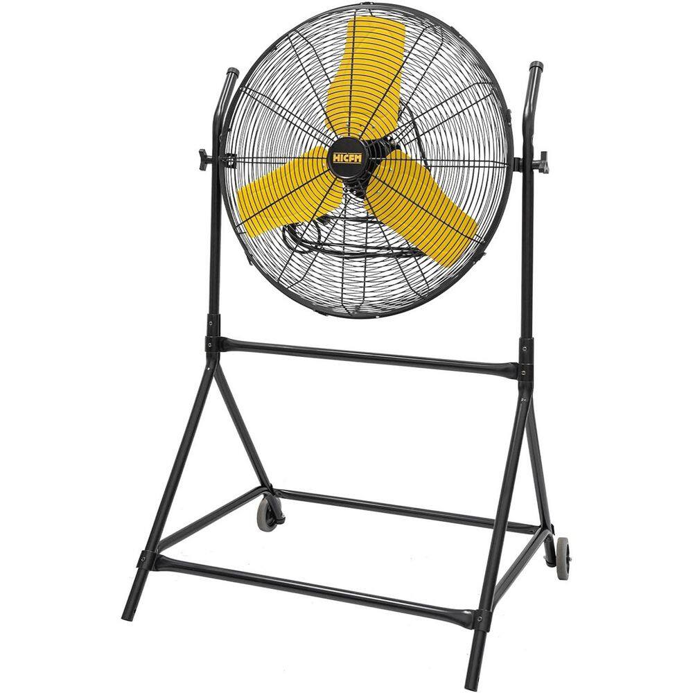 HICFM 24 in. Yellow 7900 CFM Roll-About Tilt Pedestal Fan, Ball Bearing, 2/5 HP Motor, 180° Tilt, Wheels - UL Listed price history on PriceWatchPro