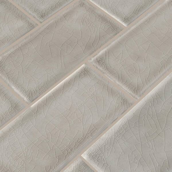 MSI Dove Gray Handcrafted 3 in. x 6 in. Glossy Ceramic Gray Subway Tile (1 sq. ft. / case)