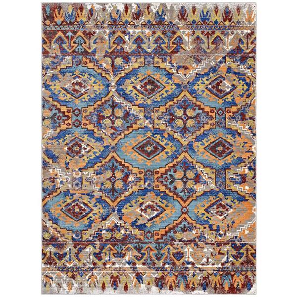 Centehua 5ft. x 8ft. in Multicolored Distressed Southwestern Aztec Area Rug