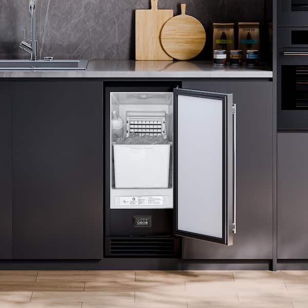 Undercounter Built-in Ice Maker 50 Lbs. /Day Under Counter Ice Maker Machine with Pump Reversible Door Stainless Steel