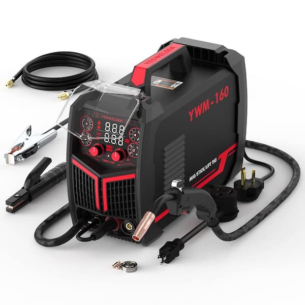 MYWISH 160 Amp 110V/220V Dual Voltage Portable 4-in-1 Electric Multi-Process Welder with Synergic Control