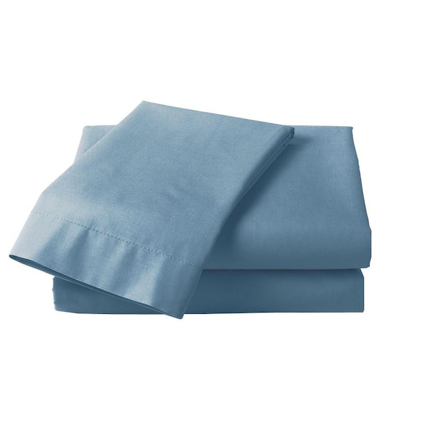 Lavish Home Blue 600 Count Cotton Sateen Queen Sheet Set (4-Piece)