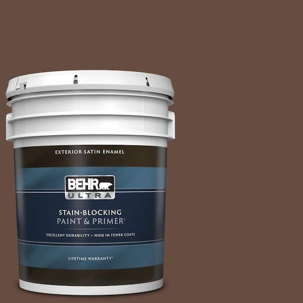 BEHR ULTRA 5 gal. #770B-7 Chocolate Sparkle Satin Enamel Exterior Paint & Primer
