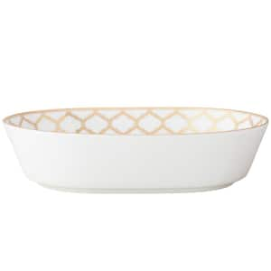 Eternal Palace Gold 9.75 in. x 7 in., 32 fl. Oz. (Gold) Porcelain Serving Bowl