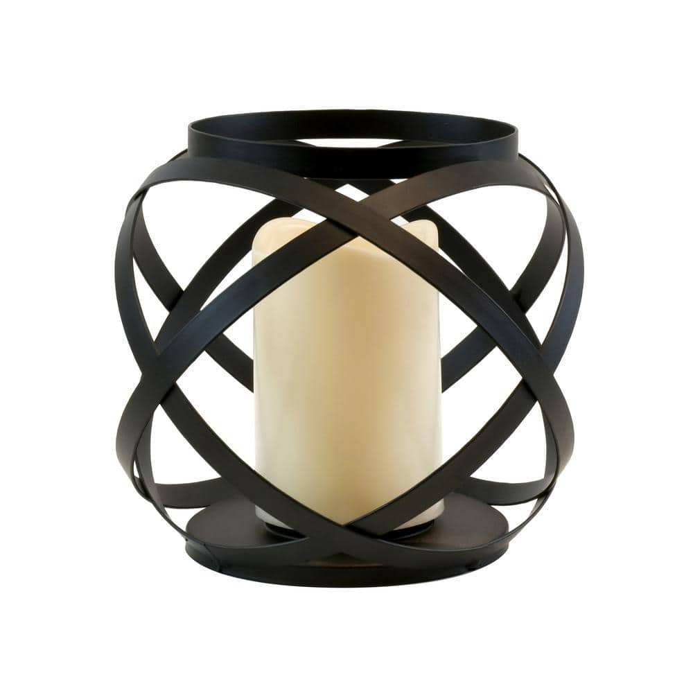 Modern Blackened Metal Circular Hanging Candle Lantern
