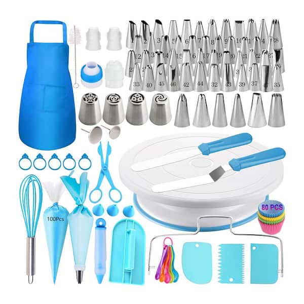 268-Piece Cake Decorating Kit w/ Turntable, Piping Bags, Tips, Icing Spatulas, Scrapers - Baking Supplies Set