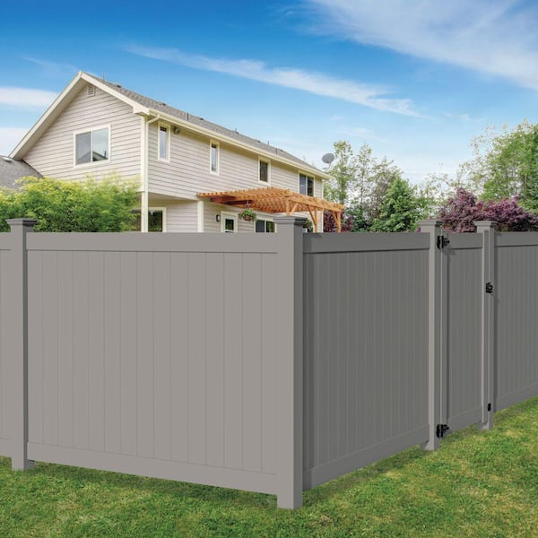 Bryce 6 ft. x 8 ft. Gray Privacy Flat Framed Vinyl Fence Panel