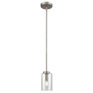 Westmont 1-Light Brushed Nickel Mini Pendant Light with Glass Shade