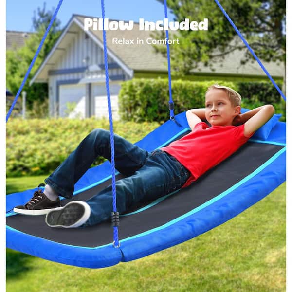 MISOPILY Blue Textilene Weather-Resistant Platform Swing with