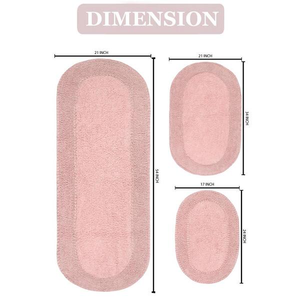 Home Weavers Inc Modesto Collection Pink Cotton 2 Piece Bath Rug Set