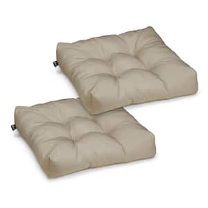 Classic Khaki 19 in. L x 19 in. W x 5 in. Thick Square Patio Seat Cushion (2-Pack)