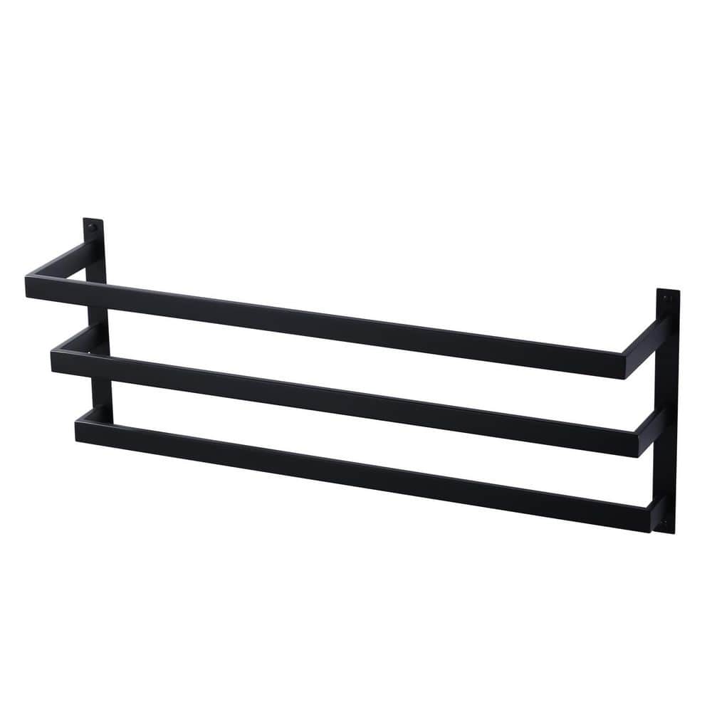 32 in. Wall Mount Stainless Steel 3-Tier Bathroom Towel Rack Towel Rod Holder in Matte Black price history on PriceWatchPro