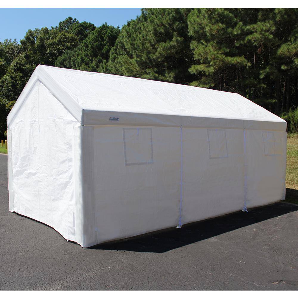 King Canopy 10ft x 20ft White Steel Frame Enclosed Carport