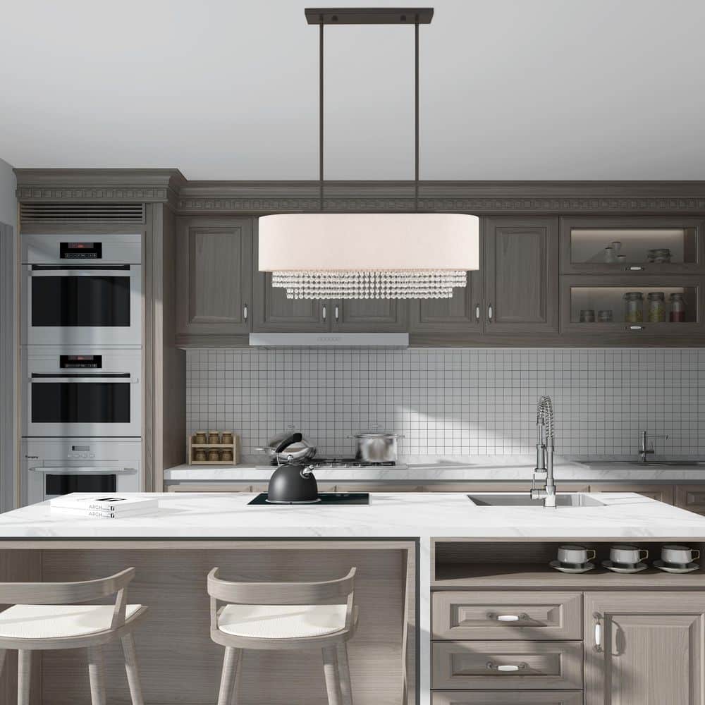 Carlisle English Bronze 3-Light Linear Chandelier with Crystal Draping