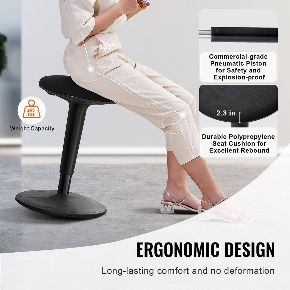 Black Adjustable Iron Wobble Stool with 360° Swivel