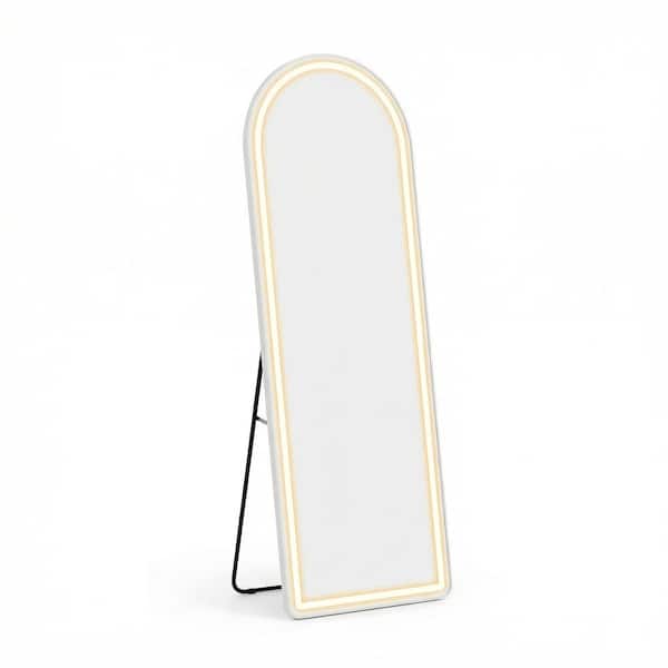71 in. LED Lighted Floor Standing Mirror 3 Color Lighting 16x60, Wall Mounted Hanging with Rounded Corners