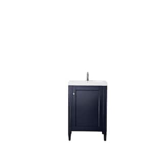 Britannia 23.6 in. W x 18.1 in. D x 35.4 in. H Bath Vanity in Navy Blue with White Glossy Top