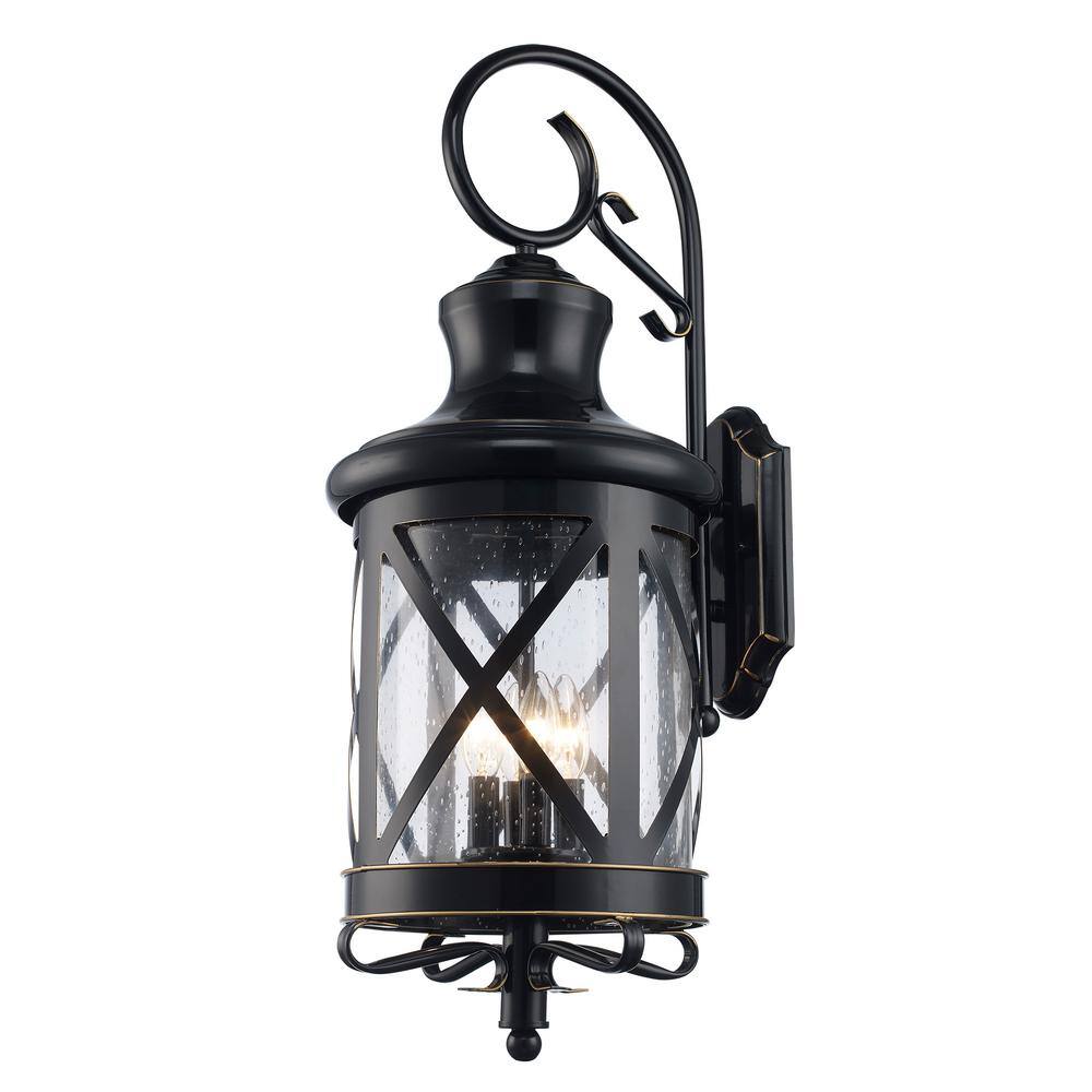 Tennessee 29-Inch Bronze Outdoor Wall Lantern with Bubbled Glass