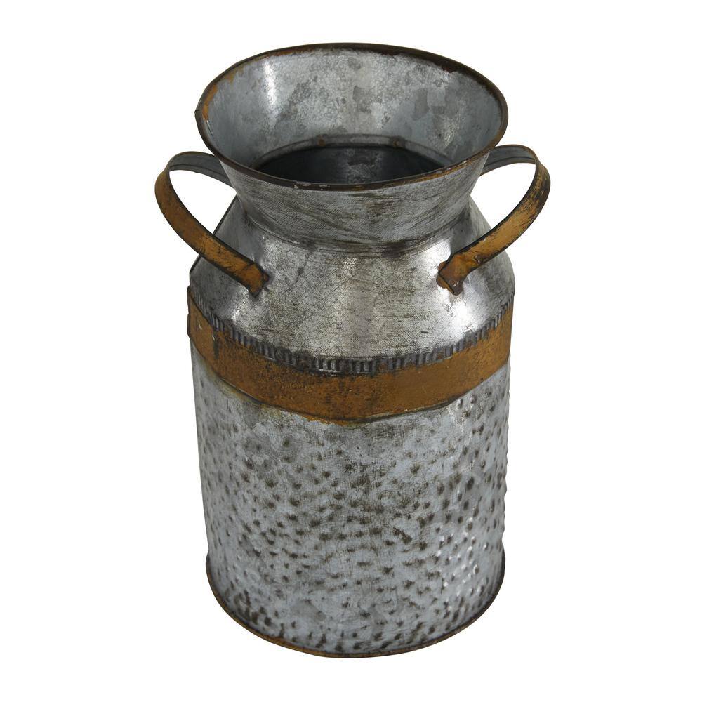 Gray and Rust Tin Farmhouse Jar-Shaped Table Vase