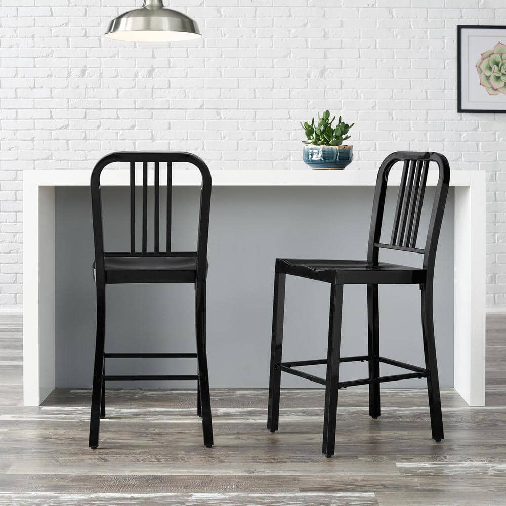 StyleWell Kipling Black Metal Counter Stool with Back