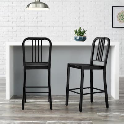 CROSLEY FURNITURE Crosley 24 in. Cherry Upholstered Saddle Seat Bar Stool  With Black Cushions (Set Of Two) CF500224-CH - The Home Depot