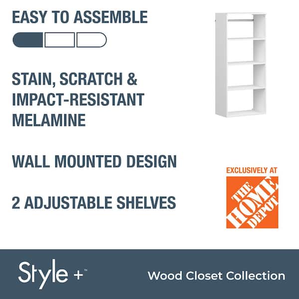 Style+ 25 in. W White Hanging Wood Closet Tower