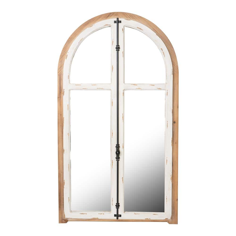 High-End Finish Brown Antique White 27.6 in. W x 48 in. H Vintage Arch Wood