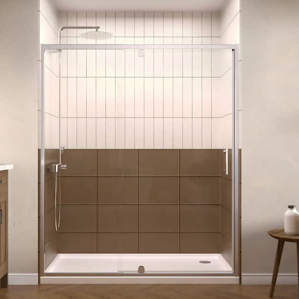 44-48 in. W x 71 in. H Pivot Shower Door, Framed 1/4 in. (6mm) Clear SGCC Tempered Glass, Magnetic Closing, Chrome