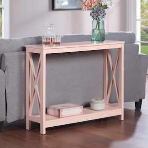 Oxford 39.5 in. Blush Pink Standard Rectangle MDF Top Console Table with Shelf