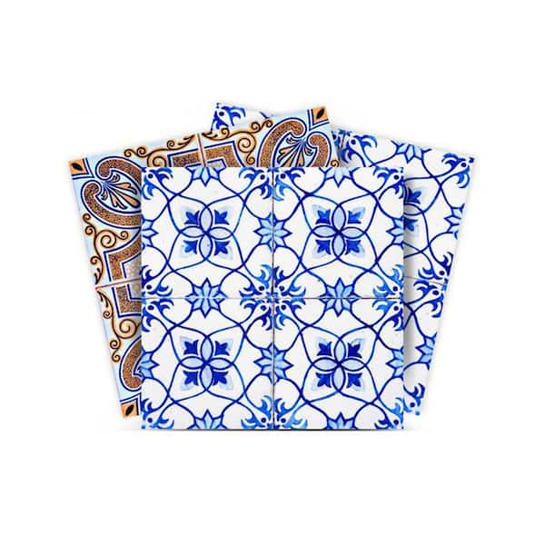 MI ALMA Blue and Brown H207 8 in. x 8 in. Vinyl Peel and Stick Tile (24-Tiles, 10.67 sq.ft./Pack)