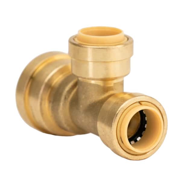 3/4 in. x 1/2 in. x 1/2 in. Push-to-Connect Brass Reducing Tee Fitting