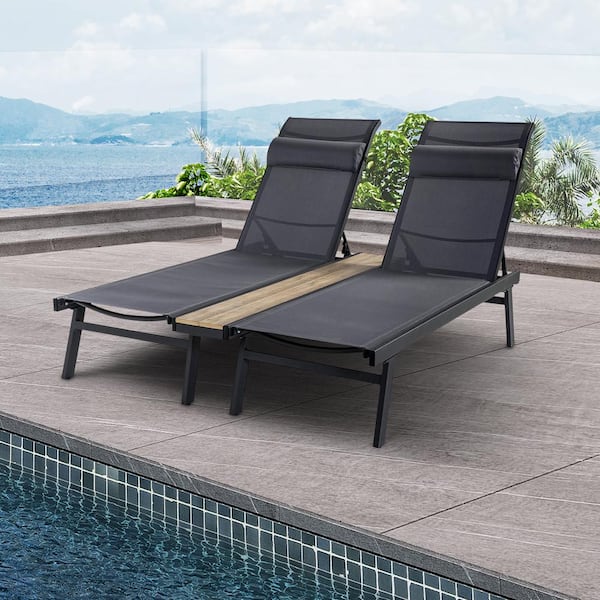 Afoxsos Metal Outdoor Chaise Lounge Chairs Reclining with Coffee ...