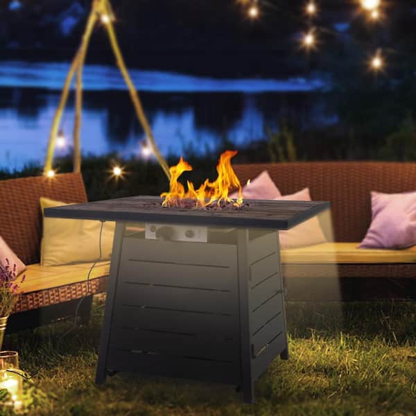 32 in. 40000 BTU Steel Propane Smokeless Fire Pit Table with LED Light, Steel Lid and Weather Cover