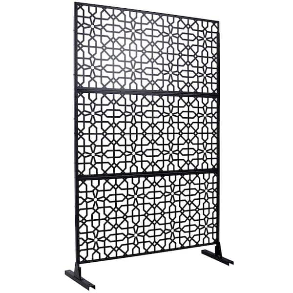 Outdoor and Indoor 6.3 ft. x 4 ft. Freestanding Decorative Privacy Fence Screen Black Metal for Garden Fence