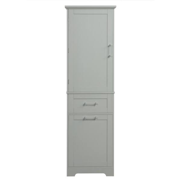 Unbranded 20 in. W x 13 in. D x 68.1 in. H Gray Linen Cabinet Bathroom Storage Cabinet with Adjustable Shelf and 2 Drawers