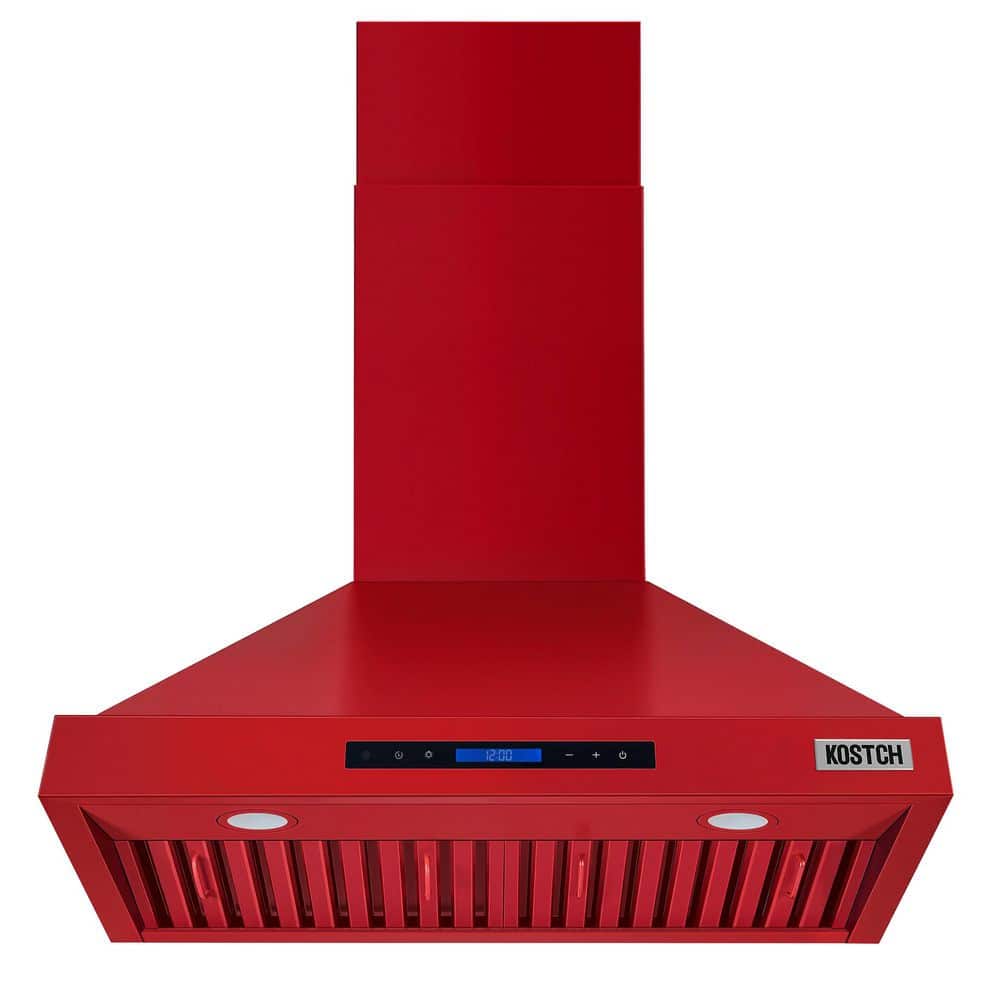 30 in. Wall Mount Range Hood, 600 CFM Convertible in Red with LED Lights and Touch Control price history on PriceWatchPro
