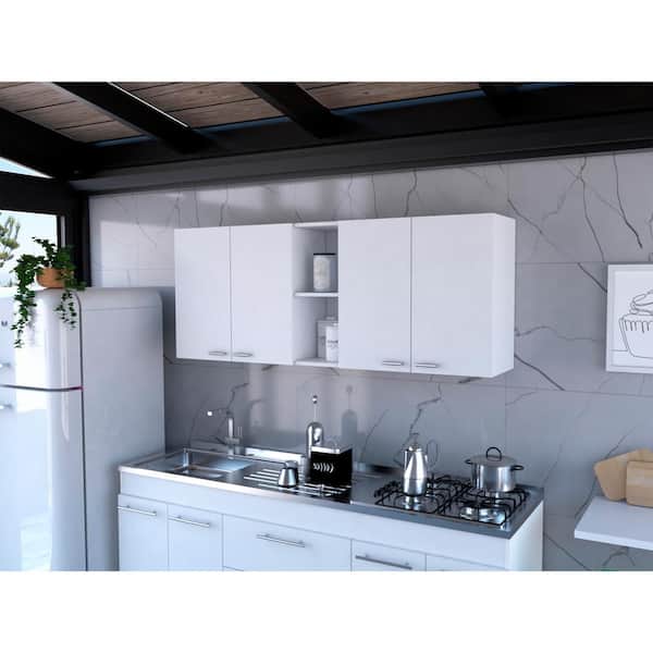 Adrinfly 12.40 in. W x 59.10 in. D x 23.60 in. H Particle Board Ready to Assemble Upper Base Kitchen Cabinet in White