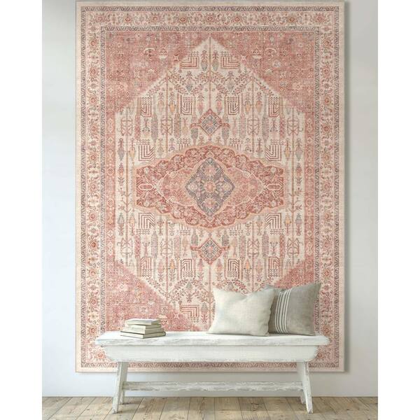 Beige Coral 3 ft. 3 in. x 5 ft. Apollo San Marino Vintage Oriental Botanical Area Rug