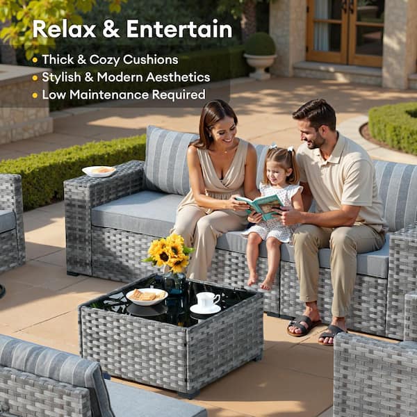 HOOOWOOO Howell 9-Piece Wicker Outdoor Furniture Patio