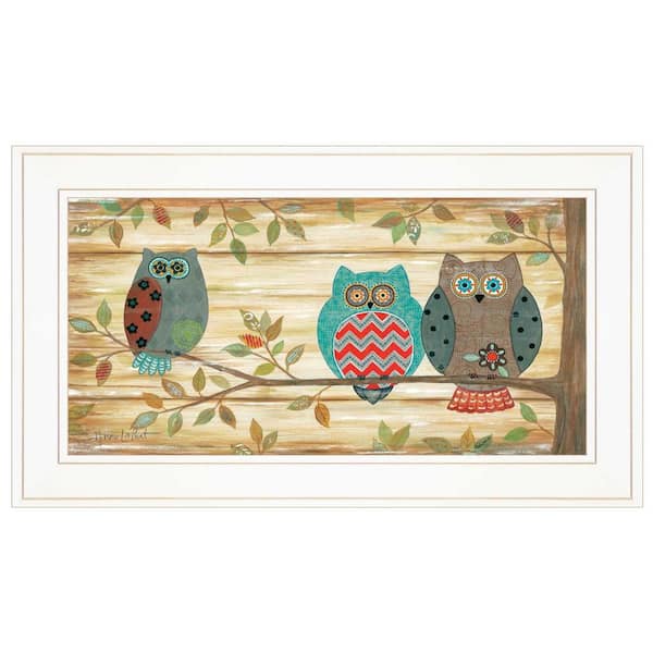 HomeRoots Three Wise Owls by Unknown 1 Piece Framed Graphic Print Animal Art Print 12 in. x 21 in. .