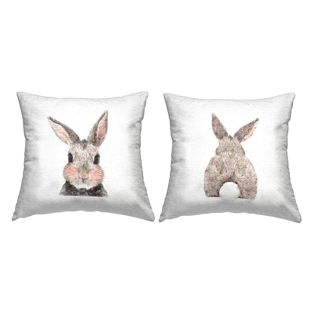 Brown Rabbits Face and Tail Grey Square Outdoor Throw Pillow 2-Pack price history on PriceWatchPro