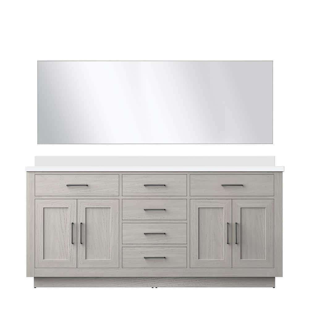 Condor 72 in W x 22 in D White Oak Double Bath Vanity with White Quartz Top and 70 in Mirror price history on PriceWatchPro