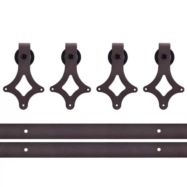CALHOME 12 ft. Classic American Country Sliding Standard Double Track Barn Door Hardware Kit