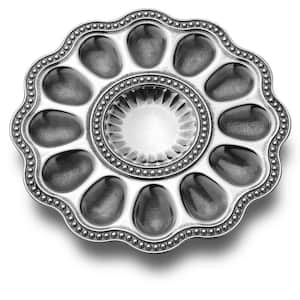Flutes and Pearls 11.25 in. Egg Serving Tray, Silver
