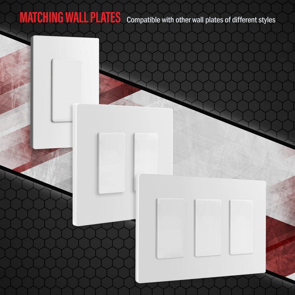 White Polycarbonate 1-Gang Standard Wall Plate Set