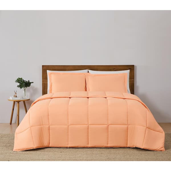 Truly Soft Reversible 3-Piece Peach Polyester King Comforter Set