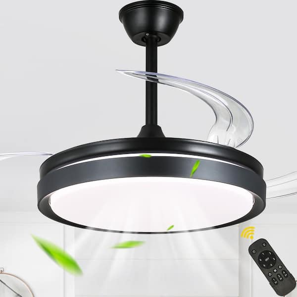 Oaksville 42in. LED Indoor Black 6-Speed Classic Retractable Ceiling Fan With Light, Light Memory and Remote Control