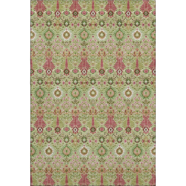 Mayfield Premium Machine Washable Abstract AMF2251 Aloe 10 ft. x 14 ft. Area Rug